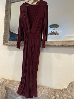 Young Fabulous & Broke Deep Burgundy Long Sleeve Wrap Maxi Dress